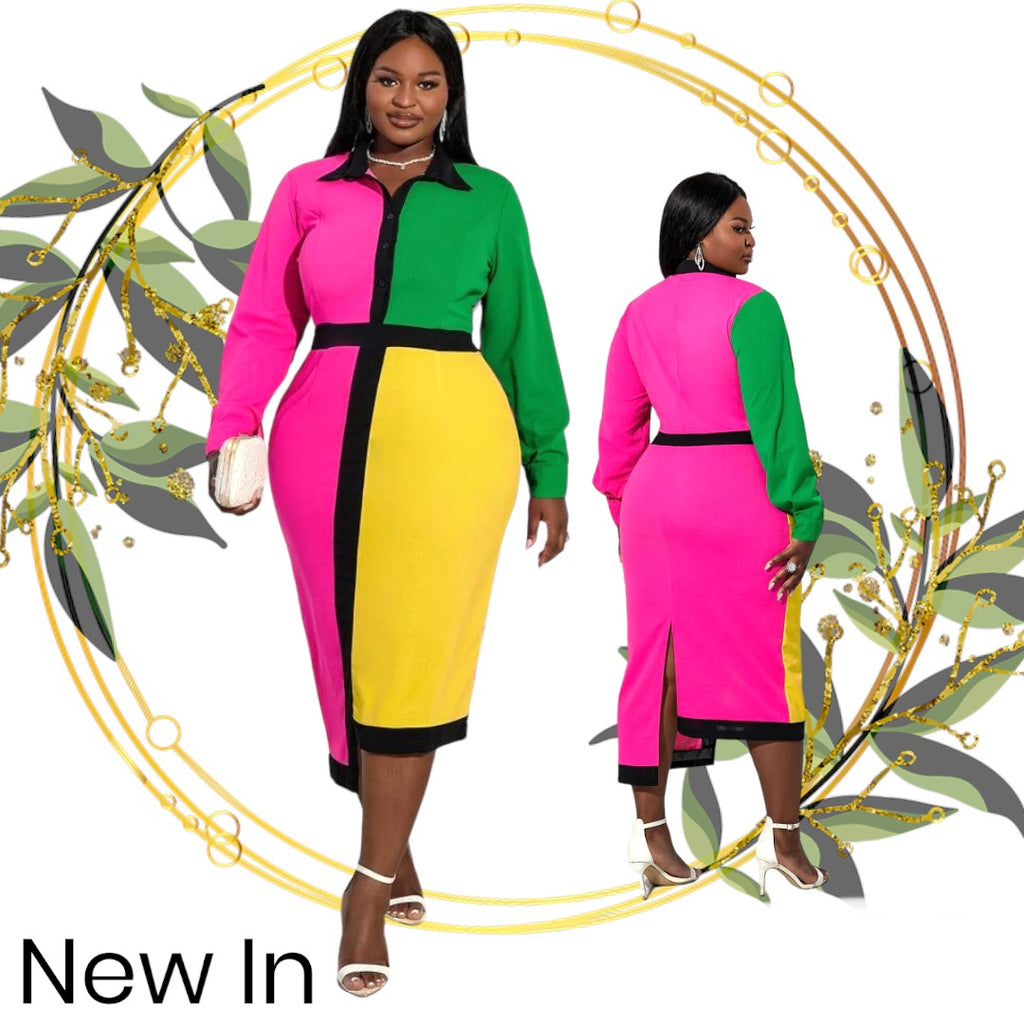 A Colorblock Office Dress -Preorder