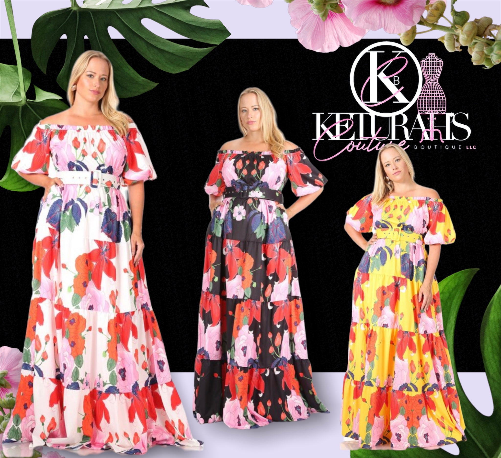 A Flower Belted Maxi Dress